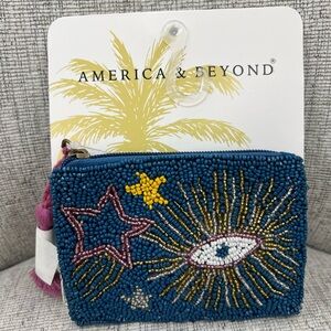 America & Beyond Evil Eye Celestial Beaded Coin Pouch